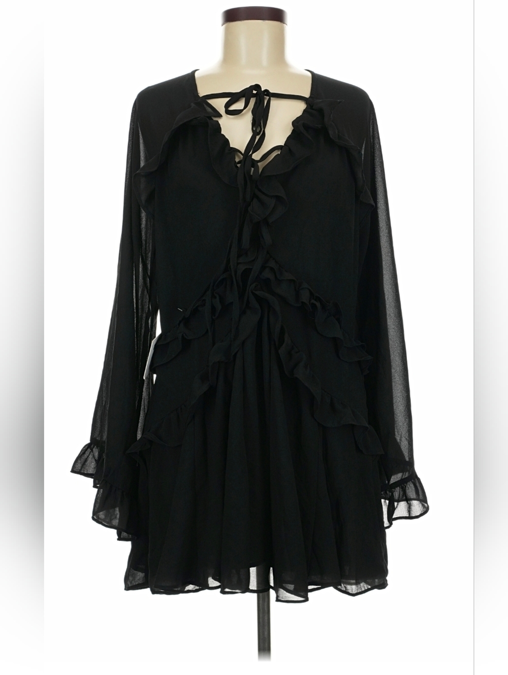 Petal & Pup Black Magnolia Long Sleeve Mini Dress Size M NWT